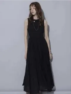 近年モデル ADORE シフォンドビー ワンピース 38 ブラック マキシ丈