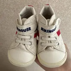 MikiHouse ハイカットスニーカー ホワイト/レッド/ネイビー