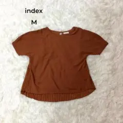 index トップス 半袖 カットソー　ブラウン　プリーツ レース Mのサムネイル
