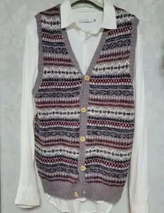ノルディック柄 ニットベスト
