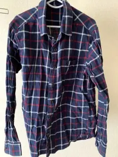 UNIQLO チェック柄長袖シャツ 150 ネイビー