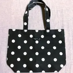 アニエスベー 水玉 ドット ナイロントートバッグ 黒白 モノトーン