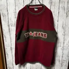 Tommy 90s USA企画 刺繍ビックロゴ　ゆるダボ肉厚ニット