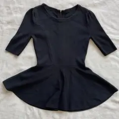 JENNE 黒 半袖 フレア　ペプラムトップス