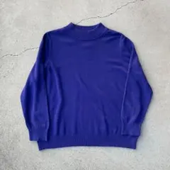 希少 ヴィンテージ古着 90s 00s 無地 コットンニット 紫 パープル XL