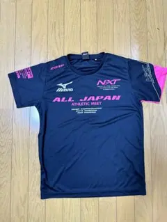 【美品】MIZUNO Tシャツ M ブラック×ピンク