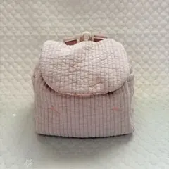 【13】ベビーリュック ハンドメイド ピンク ヌビ リボン柄のサムネイル