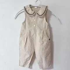 テータテートtete a tete セーラー襟ベージュベビーロンパース 【80】