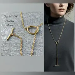 ロング ゴールド ニュアンスマンテル K18 コート ステンレス ネックレス