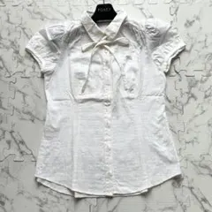 バーバリーブルーレーベル ブラウス チェック リボン パールボタン 36