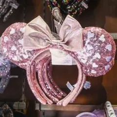 ピンク ハート型スパンコールカチューシャ