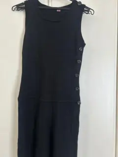 MARYQUANT黒いノースリーブニットロングワンピース