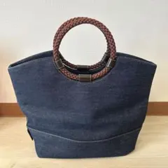 marie claire マリークレール デニム トートバッグ 編み込みハンドルのサムネイル