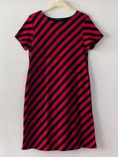 【美品】ドゥーズィエムクラス 赤黒 ストライプ ワンピース