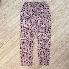 パンツ　ウエストゴム　花柄　総柄　カジュアル　レディース　長ズボン　派手　ピンク