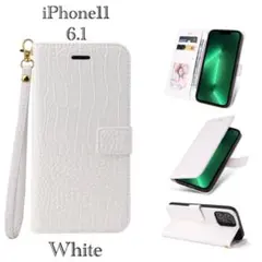 iPhone11 手帳型ケース　レザー 革　クロコダイル型押し　クロコ