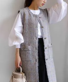 Jines　　ジネス（＆ON）ラメツィードジレ　美品 ブラウス付きお値下げ！のサムネイル