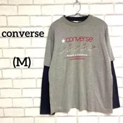 converse コンバース　レイヤード風ロングTシャツ ロンT 長袖グレー灰色
