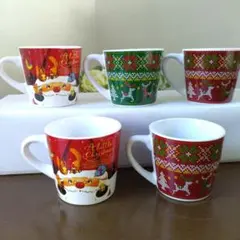 ☆クリスマスカップ　サンタ陶器　5個セット⑤☆