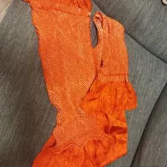 絞り帯揚げ オレンジ 朱色