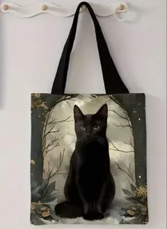 猫柄トートバッグ　黒猫