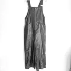 【ジーナシス】 サロペット レザー ブラック フリーサイズ ジッパー付き