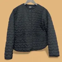 ZARA ブラック ハートキルティングジャケット