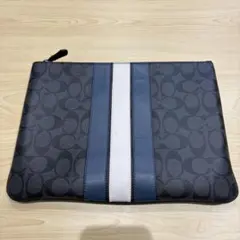 【未使用品】coach コーチ クラッチバッグ シグネチャーストライプ