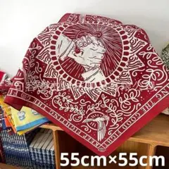ゴッドハンド柄 大判バンダナ レッド 55×55cm アメカジ ハンカチ