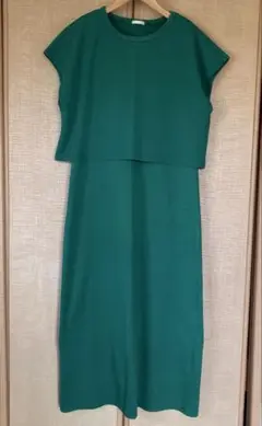 【訳あり】GUグリーン カットソーワンピース 半袖