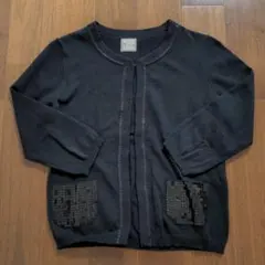 最終お値下げ！Tiara スパンコール付き　8部袖カーディガン　黒　パーティー