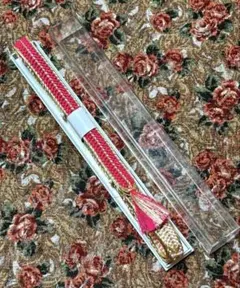 帯締め　平組　綺麗な赤ピンクゴールドのグラデーション