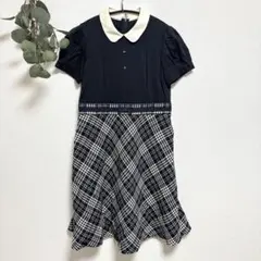 美品✨チェック ワンピース 発表会 セレモニー 半袖 フレア 160 