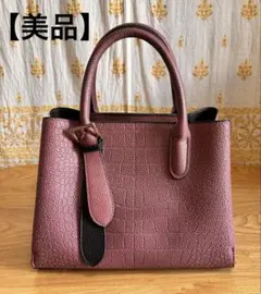 【美品】ピンク クロコダイル型押し ハンドバッグ