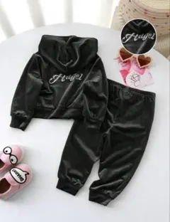 SHEIN ベロア フード付き セットアップ 2-3Y