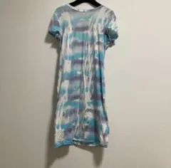 青と白のタイダイ柄 半袖Tシャツ