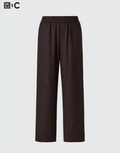 イージーワイドテーパードパンツ UNIQLO XL ダークブラウン