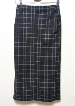 グリーンレーベルリラクシング　タイトロングスカート　チェック柄　裏起毛