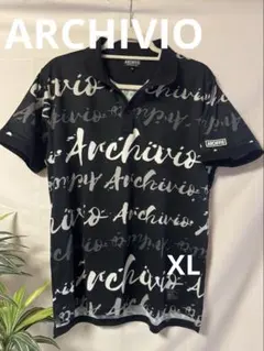 ARCHIVIO ポロシャツ ブラック ロゴ総柄 サイズ50のサムネイル