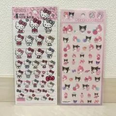 キティ 4サイズステッカー、メロクロ ピタぷくステッカー セット