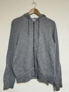 グレー フルジップ フード付きパーカー