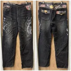 【専用です】雅結 和柄 着物柄 切替 桜 登り鯉 刺繍 デニムパンツ古着屋購入