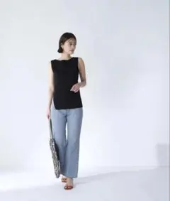 NATURAL BEAUTY BASIC センタープレスストレートデニムパンツ