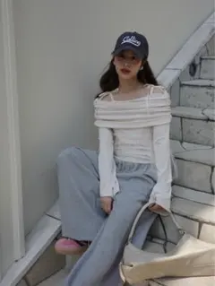 ジュメロ Jumelle tulle off shoulder top