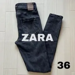 ZARA ザラ　スキニー　デニム　ダメージ　ユーズド加工　黒