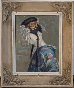 F10号】天野喜孝/手描き作品/表裏サイン有り/油彩/絵画/美品/高級額縁
