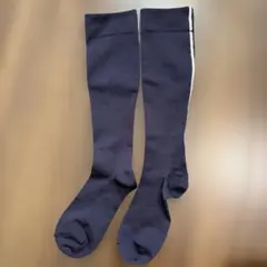 MAEE コンプレッションソックス ラインタイプ ネイビー×シルバーラメ