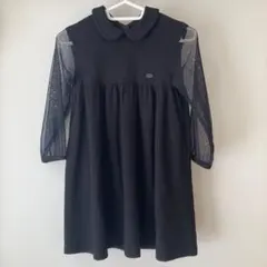 120㎝　キッズ　ベベ　ワンピース　長袖　黒　ブラック　式典　冠婚葬　シースルー