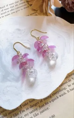 handmade/ファルファーレとバブル鈴丸 ピアス イヤリング