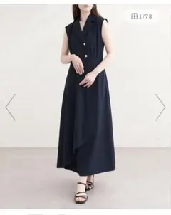 natural couture フレアスリーブテーラーワンピース ネイビー - メルカリ